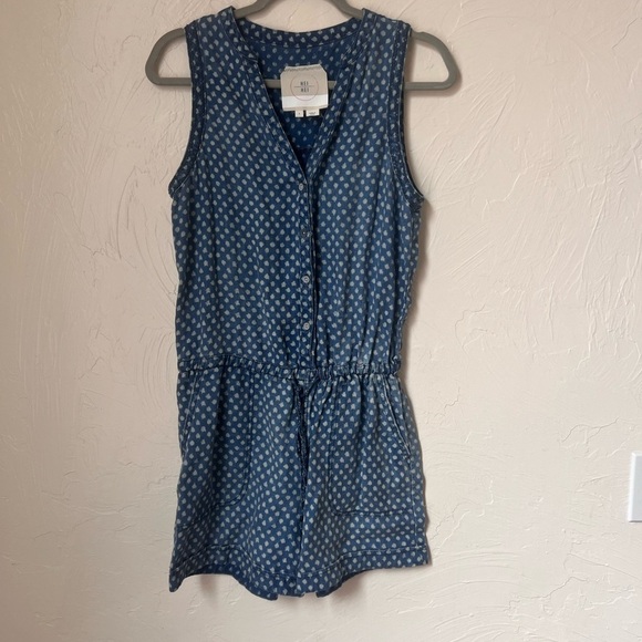 Anthropologie Hei Hei Dottie Chambray linen romper size S - Picture 3 of 9